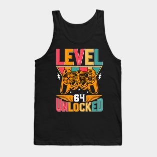 Level 64 Unlocked Awesome Since 1959 Funny Gamer Birthday Tank Top